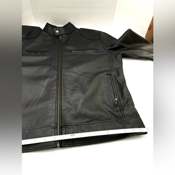 NWOT WOMENS BlACK BIKER LEATHER SHEEPSKIN ZIPPERED RIDING JACKET SZ L - Picture 14 of 16
